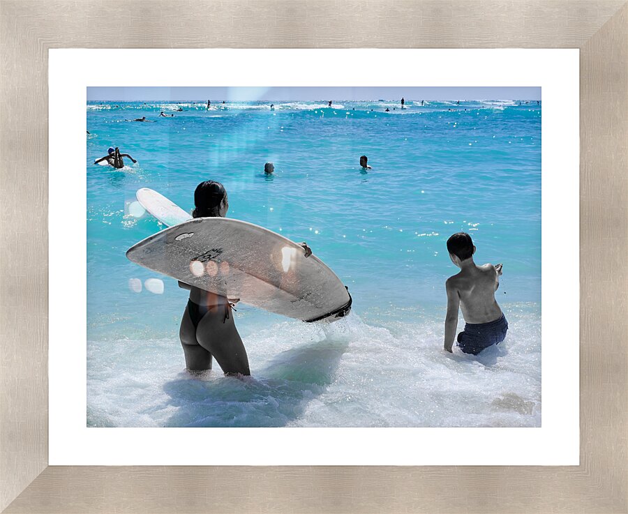 Hawaii Surfing  Framed Print Print