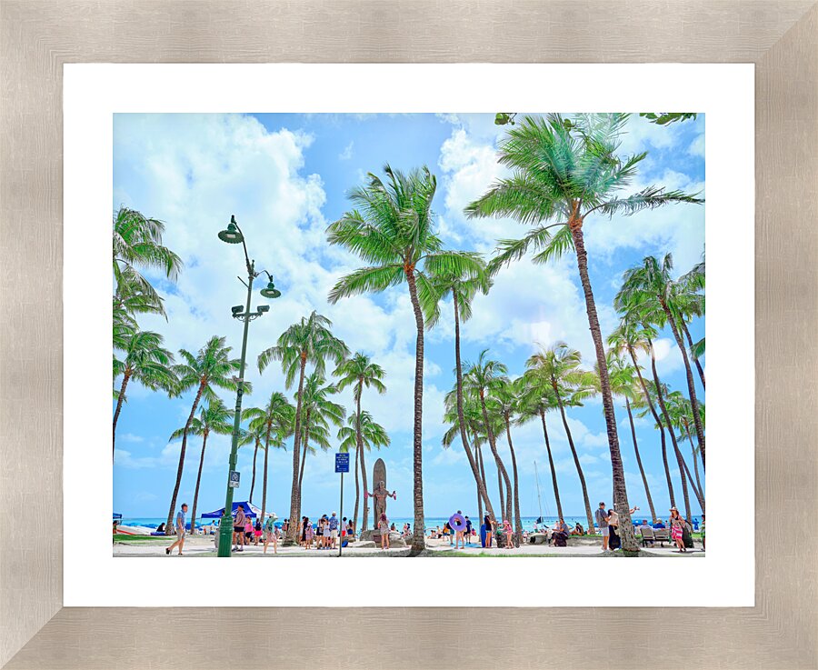 Hawaii Palms Duke Statue  Framed Print Print