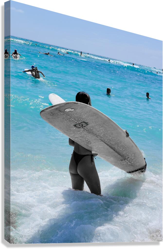 Hawaii Surfing Woman  Impression sur toile